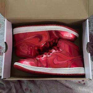 Air, Jordan 1 mid SE size,10 color: university, red/pomegranate